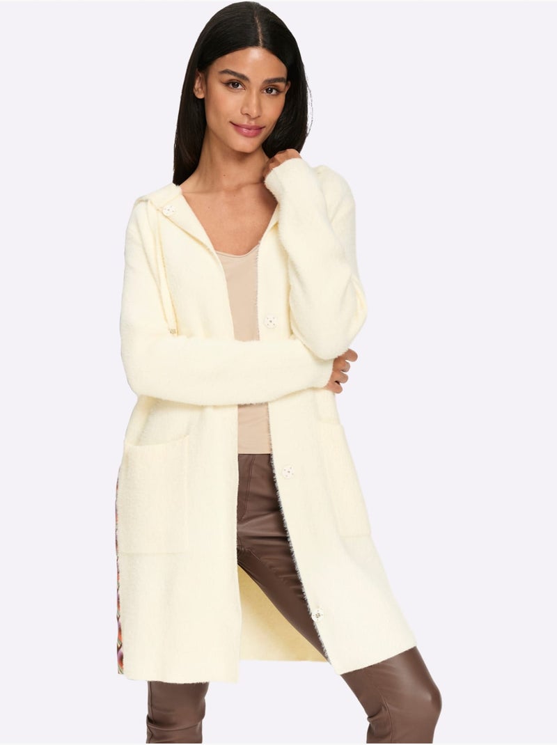 Gilet Jacquard Empiècements Contrastés Modernes - Taille Standard - Helline Ivoire - Kiabi