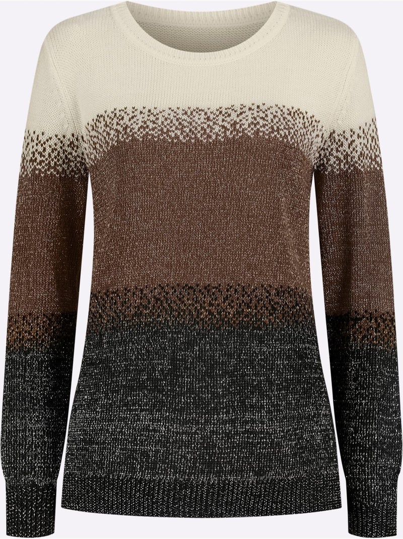 Gilet Jacquard Fils Brillants Dorés - Taille Standard - Moda Vilona Noir Marron - Kiabi
