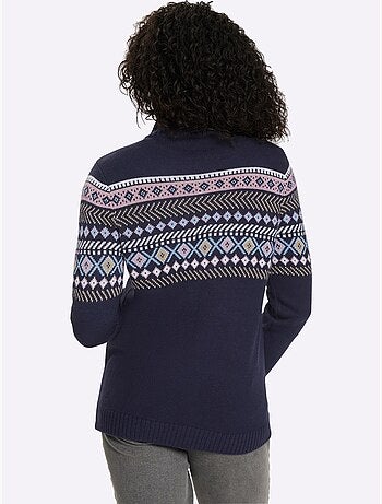 Gilet Jacquard Finitions Côtelées - Taille Standard - Moda Vilona