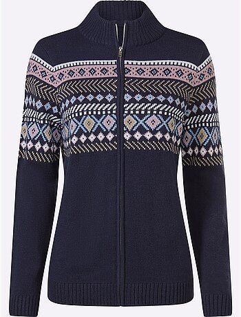 Gilet Jacquard Finitions Côtelées - Taille Standard - Moda Vilona