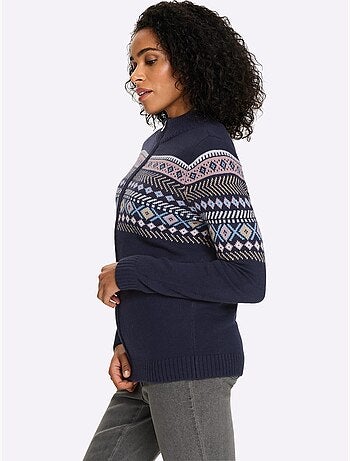 Gilet Jacquard Finitions Côtelées - Taille Standard - Moda Vilona
