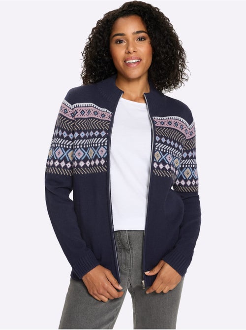 Gilet Jacquard Finitions Côtelées - Taille Standard - Moda Vilona - Kiabi