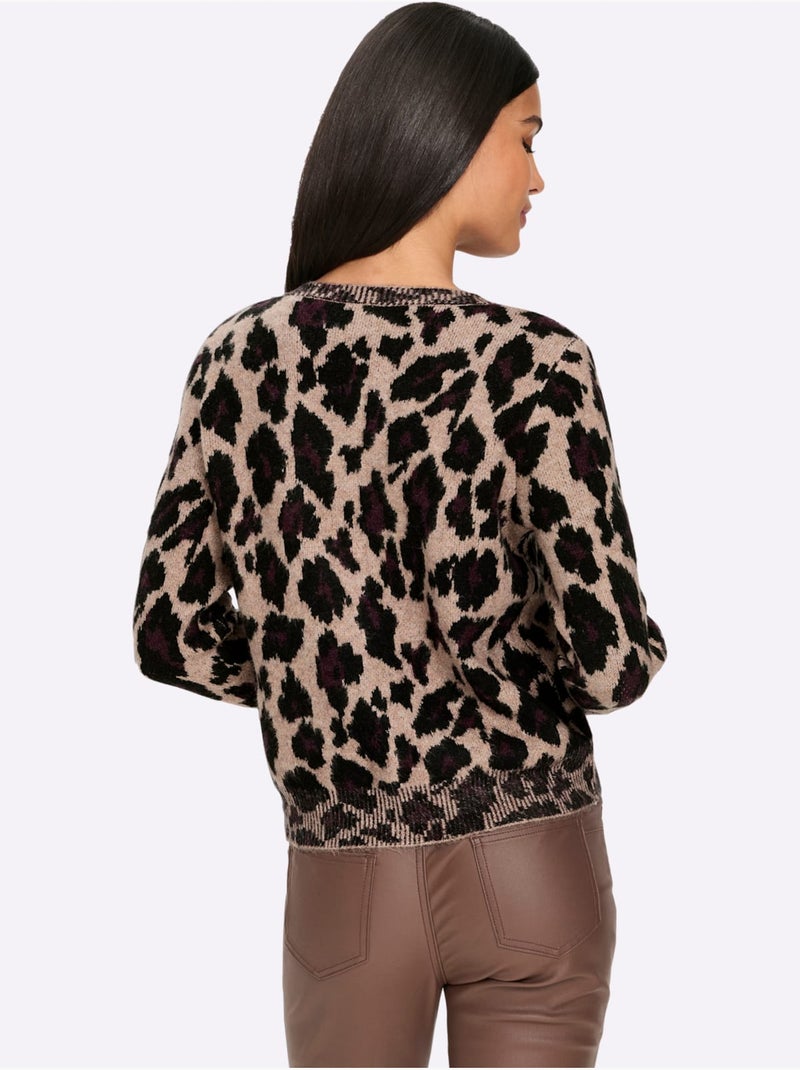 Gilet Jacquard Joli Jacquard à L'aspect Animal - Taille Standard - Helline Noir Ecru Noir - Kiabi
