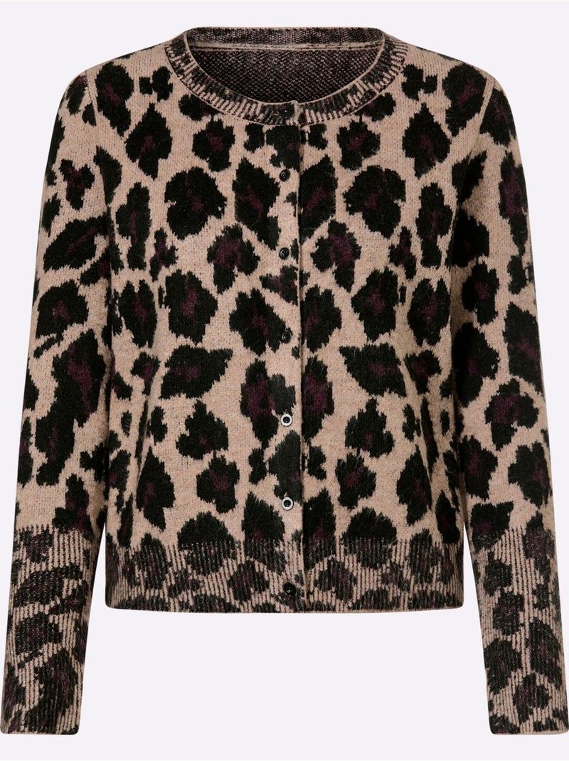 Gilet Jacquard Joli Jacquard à L'aspect Animal - Taille Standard - Helline Noir Ecru Noir - Kiabi