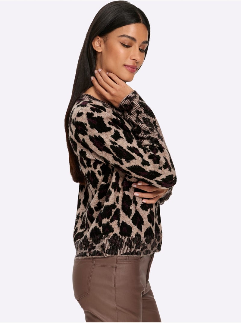 Gilet Jacquard Joli Jacquard à L'aspect Animal - Taille Standard - Helline Noir Ecru Noir - Kiabi