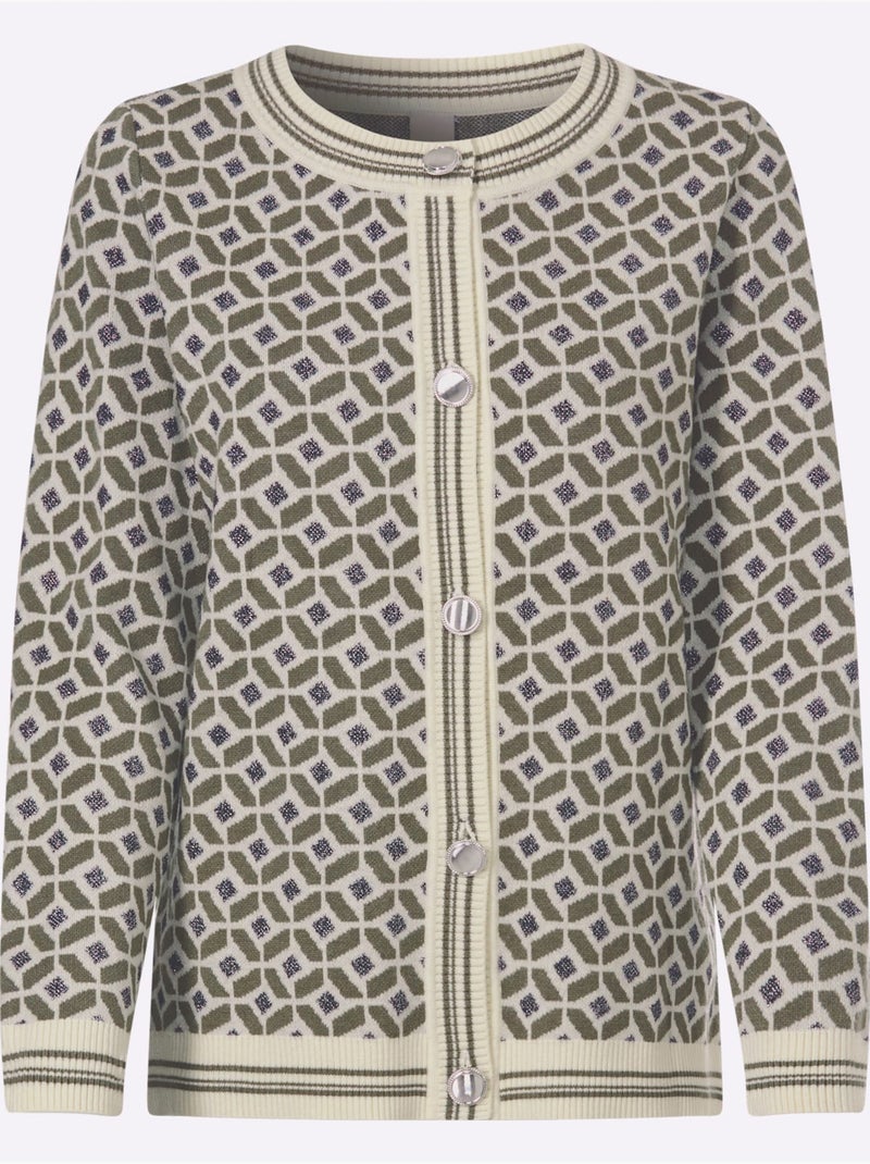 Gilet jacquard joli motif jacquard - taille standard - helline Beige/Vert - Kiabi