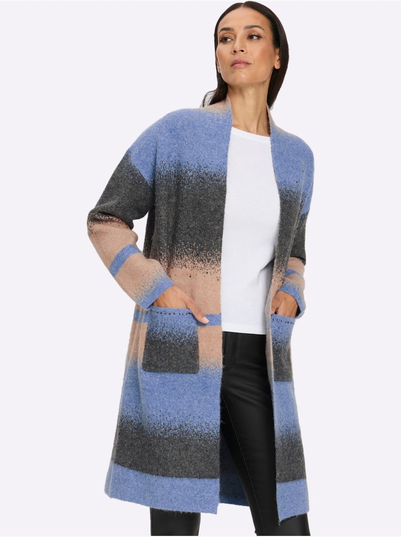 Gilet jacquard joli motif jacquard - taille standard - helline Bleu Beige - Kiabi