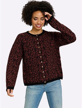 Gilet jacquard joli motif léopard - taille standard - helline