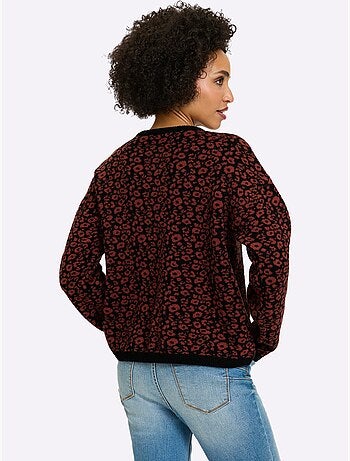 Gilet jacquard joli motif léopard - taille standard - helline