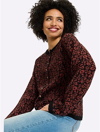 Gilet jacquard joli motif léopard - taille standard - helline