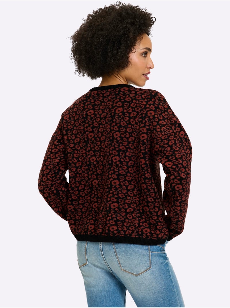 Gilet jacquard joli motif léopard - taille standard - helline Noir Rouge - Kiabi
