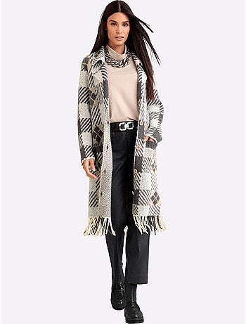 Gilet jacquard jolie coupe longue moderne - taille standard - helline