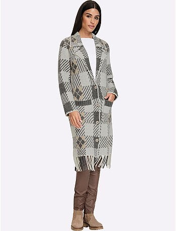 Gilet jacquard jolie coupe longue moderne - taille standard - helline