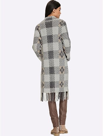 Gilet jacquard jolie coupe longue moderne - taille standard - helline