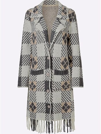 Gilet jacquard jolie coupe longue moderne - taille standard - helline