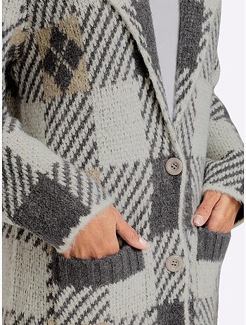 Gilet jacquard jolie coupe longue moderne - taille standard - helline