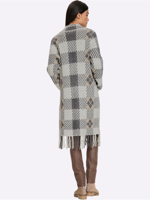 Gilet jacquard jolie coupe longue moderne - taille standard - helline - Kiabi Gilet jacquard jolie coupe longue moderne - taille standard - helline - Kiabi