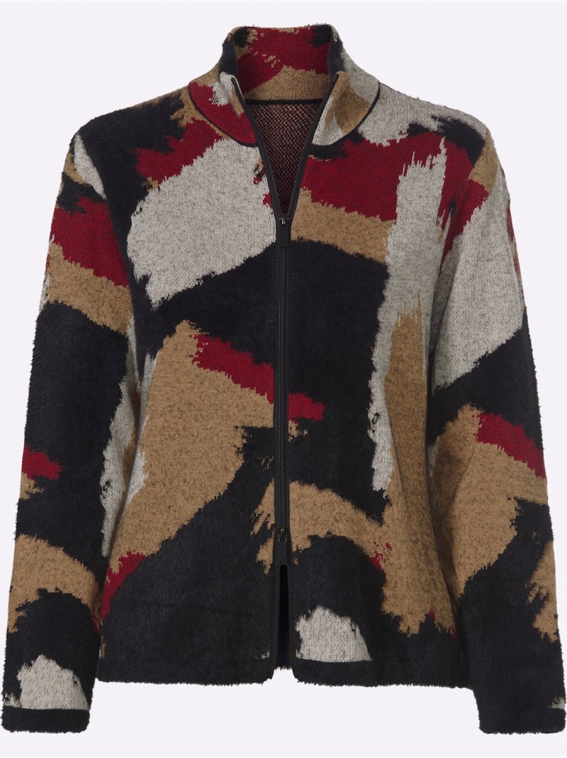 Gilet jacquard motif camouflage tendance - taille standard - helline Noir Rouge - Kiabi