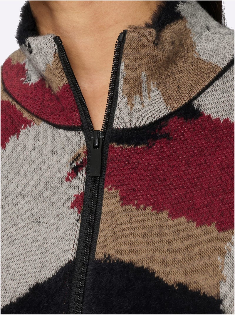 Gilet jacquard motif camouflage tendance - taille standard - helline Noir Rouge - Kiabi