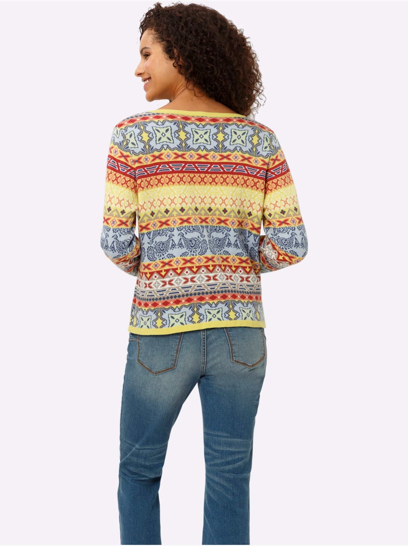 Gilet Jacquard Motif Jacquard Original - Taille Standard - helline Bleu Vert - Kiabi