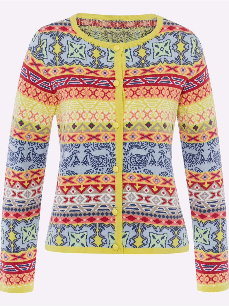 Gilet Jacquard Motif Jacquard Original - Taille Standard - helline Bleu Vert - Kiabi