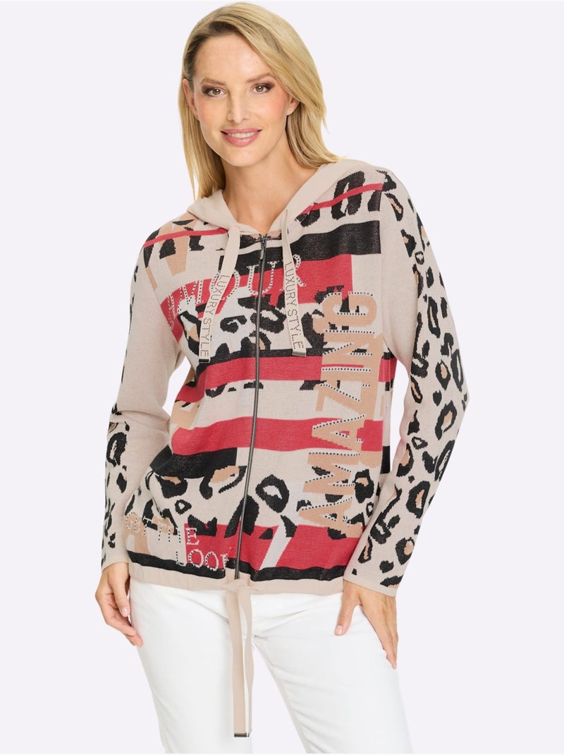 Gilet Jacquard Pur Coton - Taille Standard - Helline Noir Marron - Kiabi
