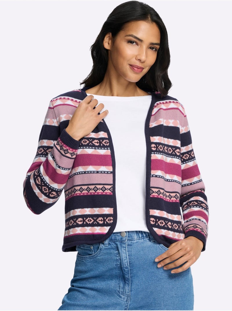 Gilet Jacquard Pur Coton - Taille Standard - Moda Vilona Bleu marine - Kiabi