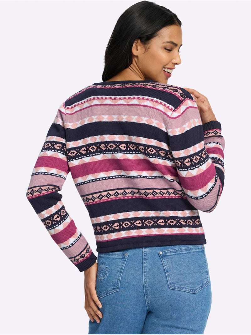 Gilet Jacquard Pur Coton - Taille Standard - Moda Vilona Bleu marine - Kiabi