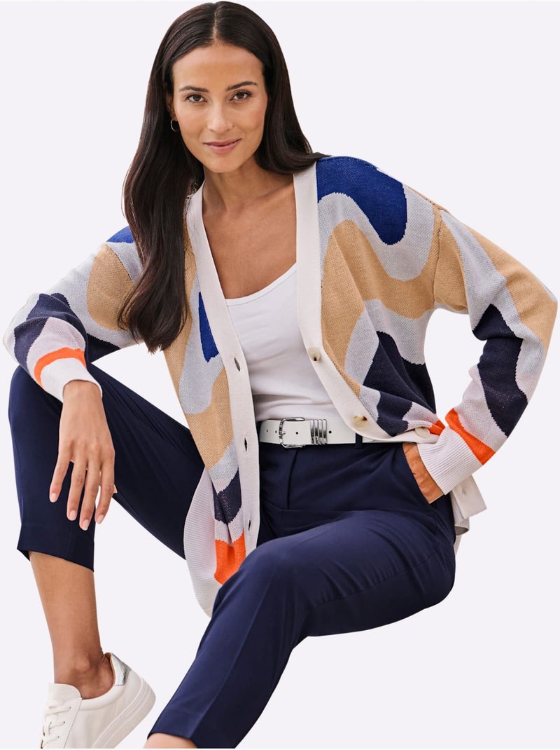 Gilet Jacquard Superbe Motif Jacquard - Taille Standard - Helline Bleu Ecru Bleu - Kiabi