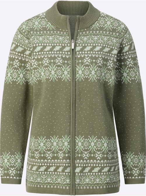 Gilet jacquard superbe tricot jacquard - taille standard - moda vilona - Kiabi