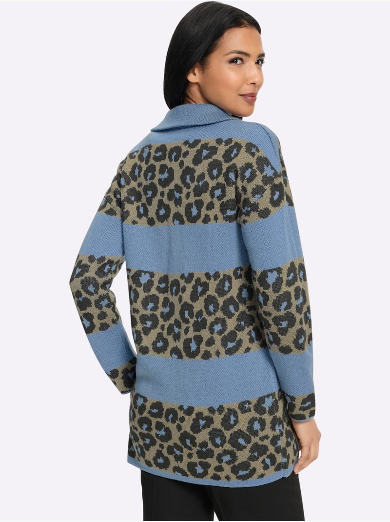 Gilet jacquard tricot jacquard de qualité - taille standard - moda vilona Bleu Gris - Kiabi