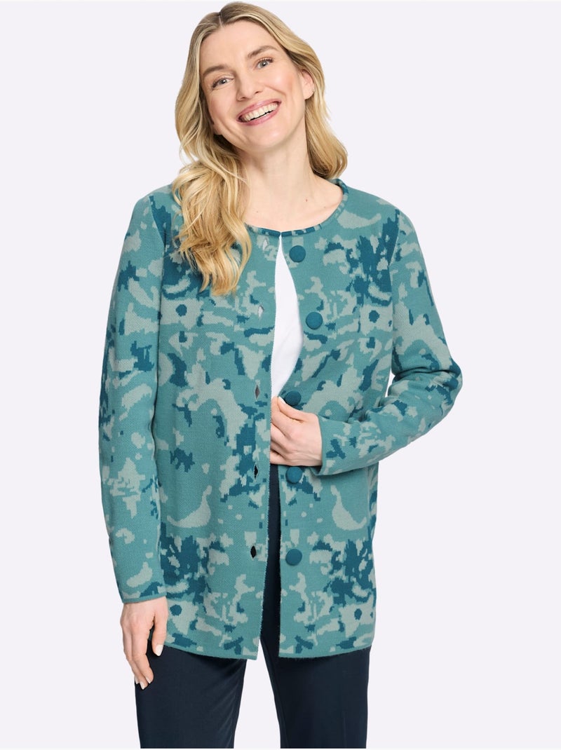 Gilet jacquard tricot jacquard de qualité - taille standard - moda vilona Bleu Vert - Kiabi