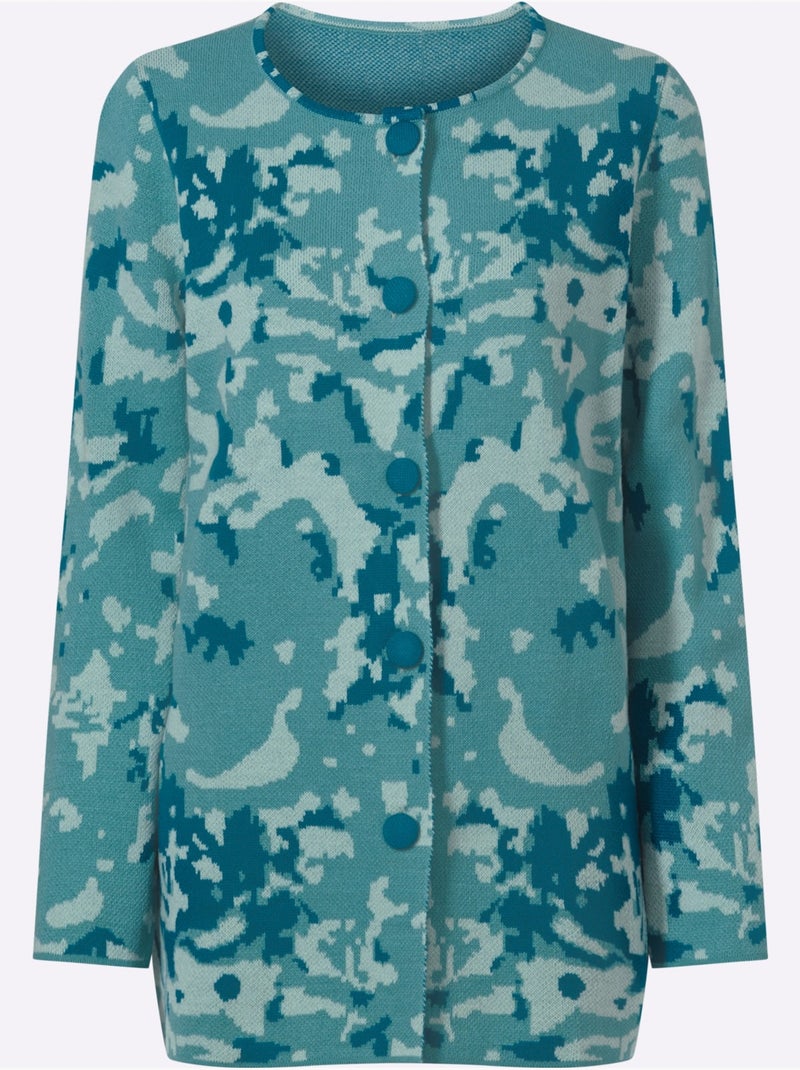 Gilet jacquard tricot jacquard de qualité - taille standard - moda vilona Bleu Vert - Kiabi