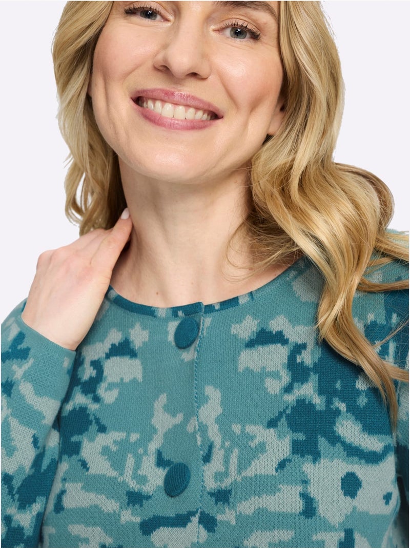 Gilet jacquard tricot jacquard de qualité - taille standard - moda vilona Bleu Vert - Kiabi