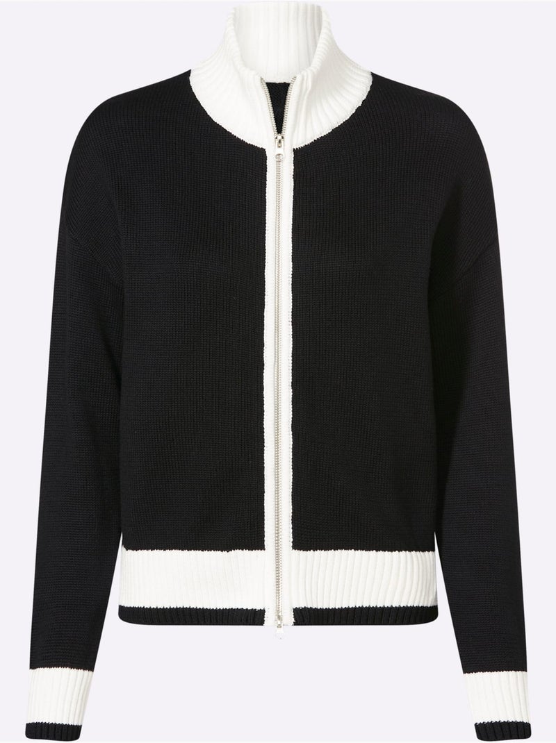 Gilet Joli Aspect Contrasté - Taille Standard - Helline Noir Ecru - Kiabi