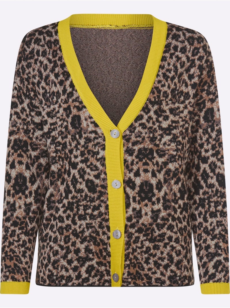 Gilet Joli Motif Léopard - Taille Standard - Helline Noir Marron - Kiabi