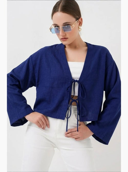 Gilet kimono col v mélange viscose bdart - Kiabi