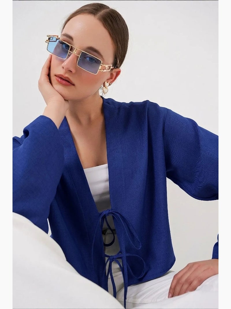Gilet kimono col v mélange viscose bdart Bleu cobalt - Kiabi