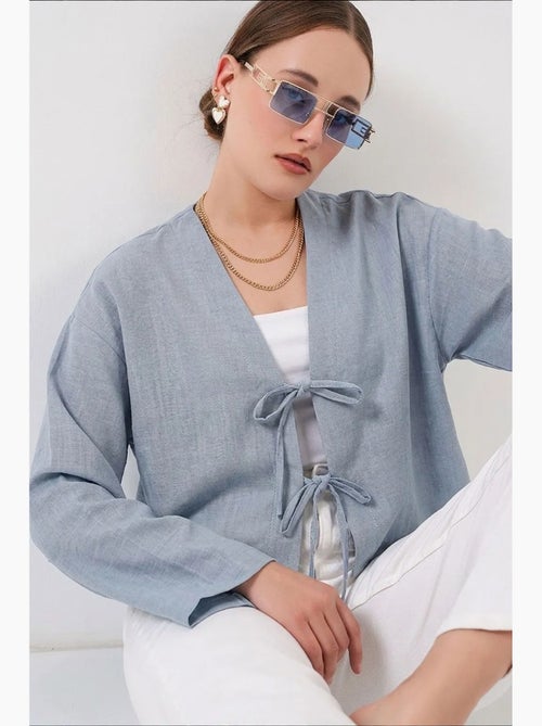 Gilet kimono col v mélange viscose bdart - Kiabi