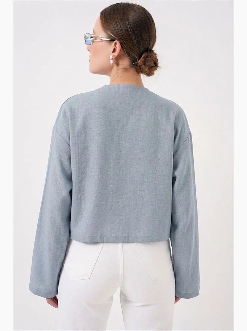 Gilet kimono col v mélange viscose bdart Bleu pastel - Kiabi