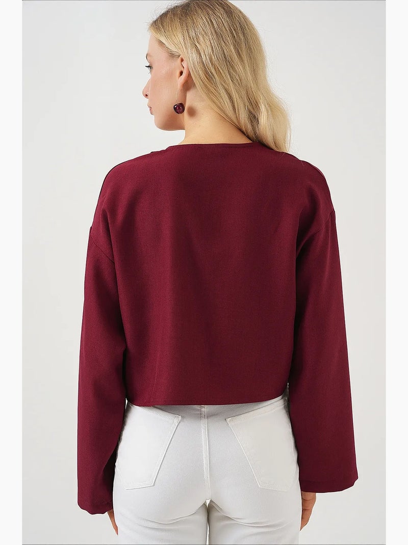 Gilet kimono col v mélange viscose bdart Rouge bordeaux - Kiabi