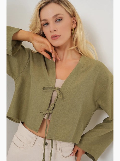 Gilet kimono col v mélange viscose bdart - Kiabi