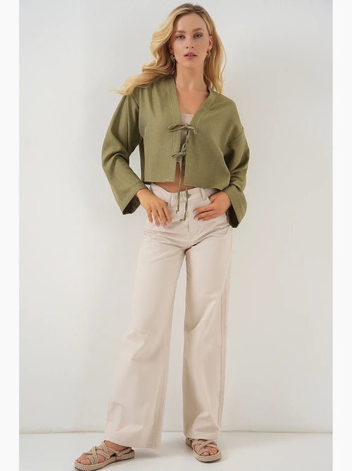 Gilet kimono col v mélange viscose bdart - Kiabi