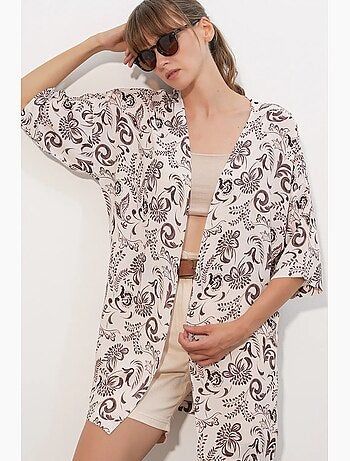 Kimono long imprimé en viscose bdart