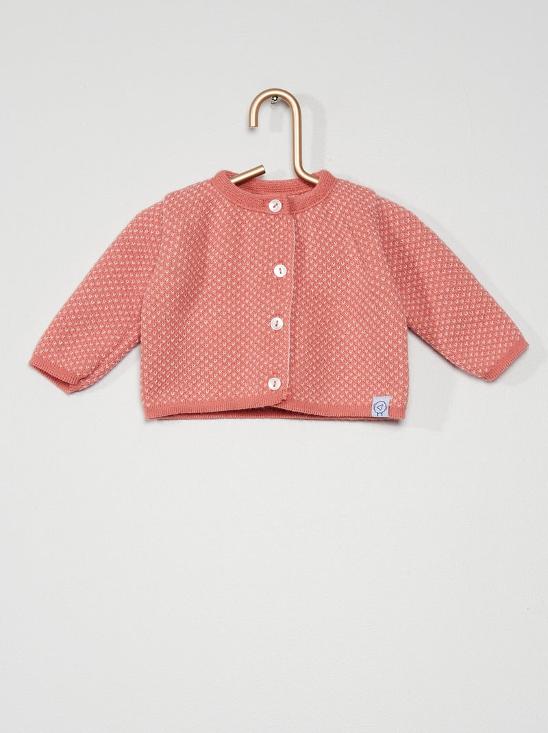 Gilet 'La manufacture de Layette' rose - Kiabi