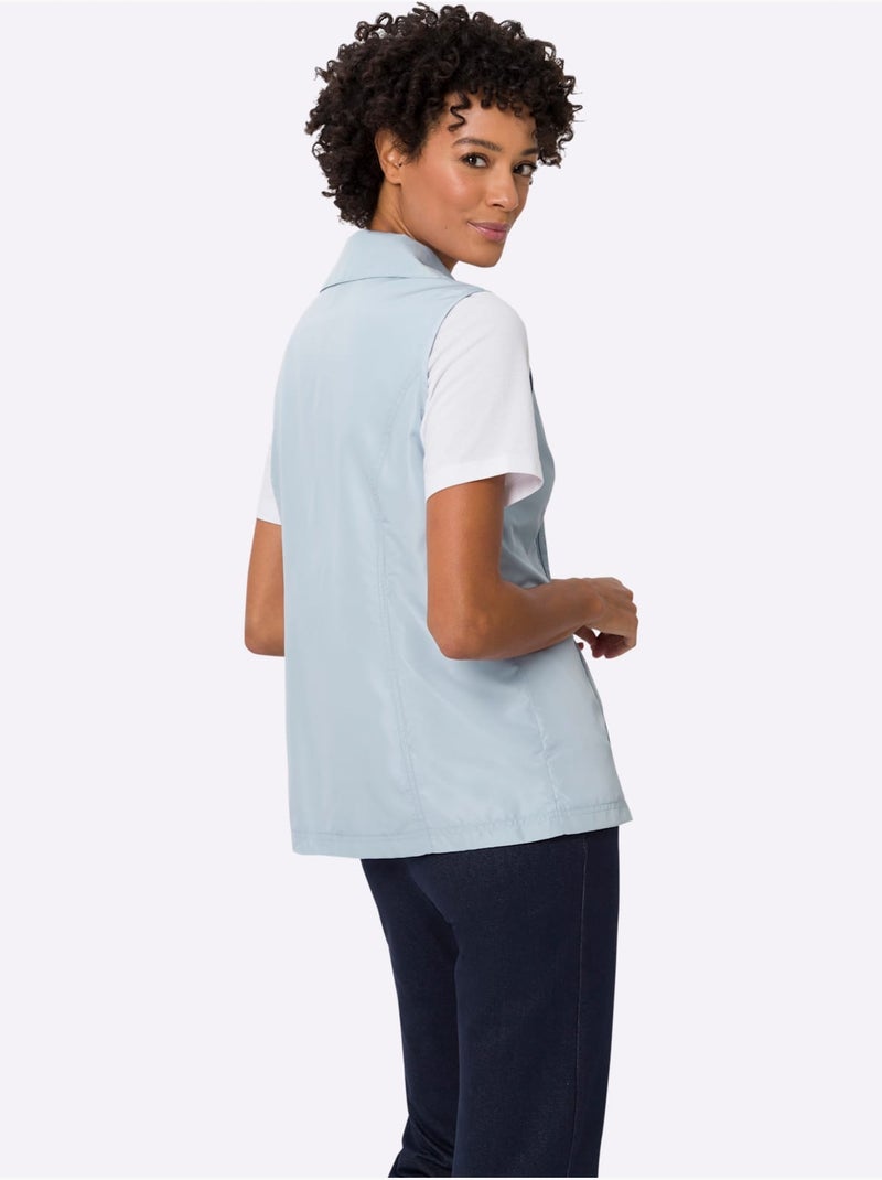 Gilet léger avec col à revers et poches cousues - taille standard - moda vilona Bleu clair - Kiabi