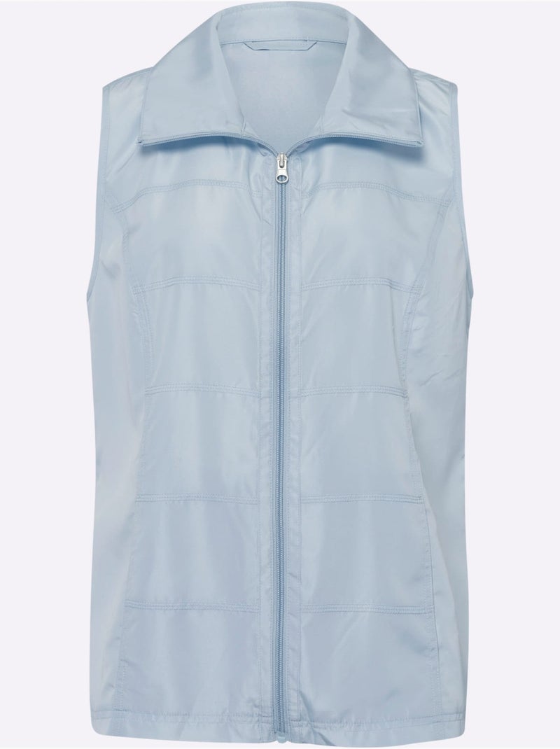 Gilet léger avec col à revers et poches cousues - taille standard - moda vilona Bleu clair - Kiabi