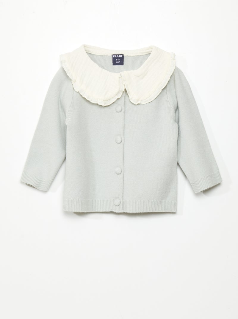 Gilet léger avec col claudine Bleu - Kiabi