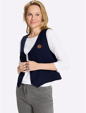 Gilet légèrement cintré avec col en v et bouton - taille standard - moda vilona