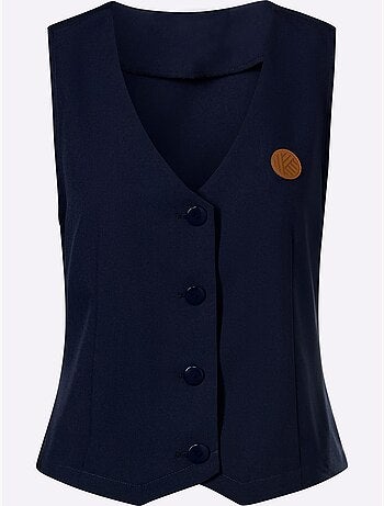 Gilet légèrement cintré avec col en v et bouton - taille standard - moda vilona